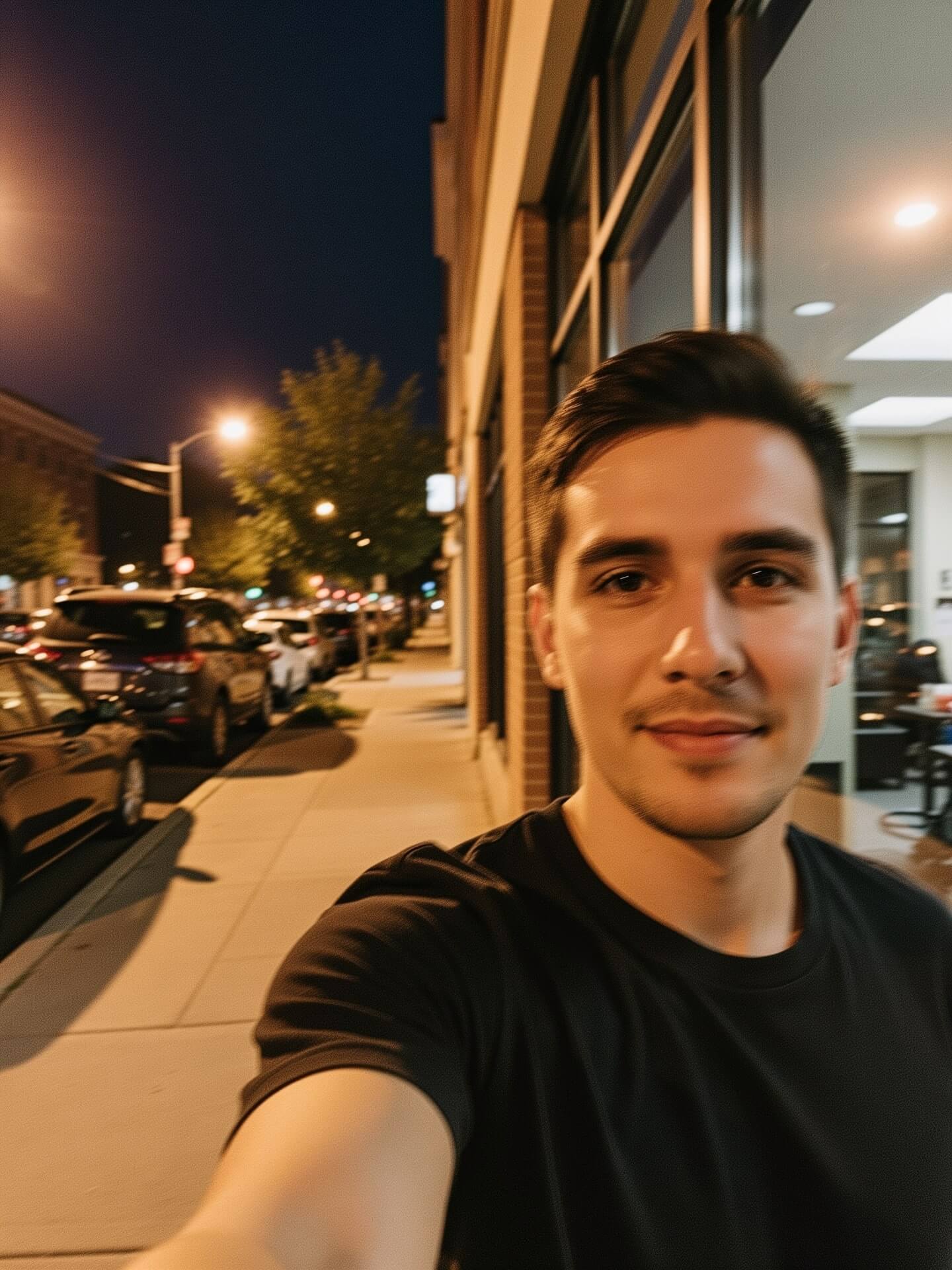 Casual selfie outdoors at night